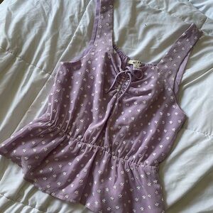 Francesca's Collections Lavender Floral Tank Top